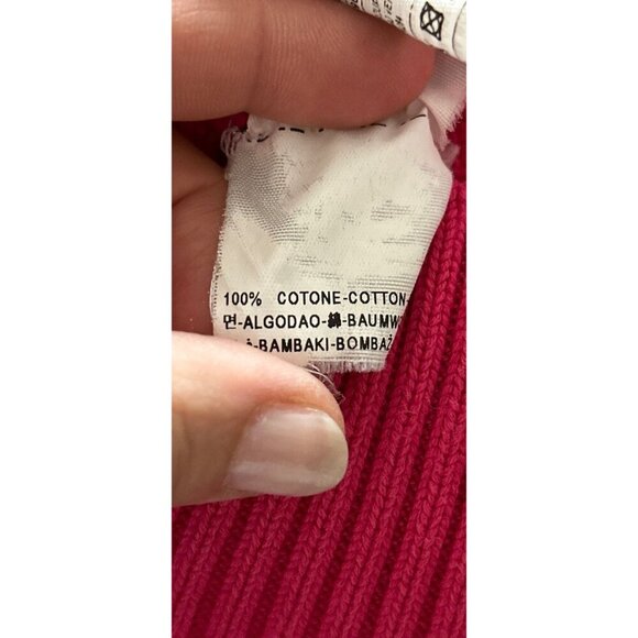 UNITED COLORS Of BENETTON Cable Knitted Crewneck Cotton Red Raspberry Size Small - Picture 10 of 10